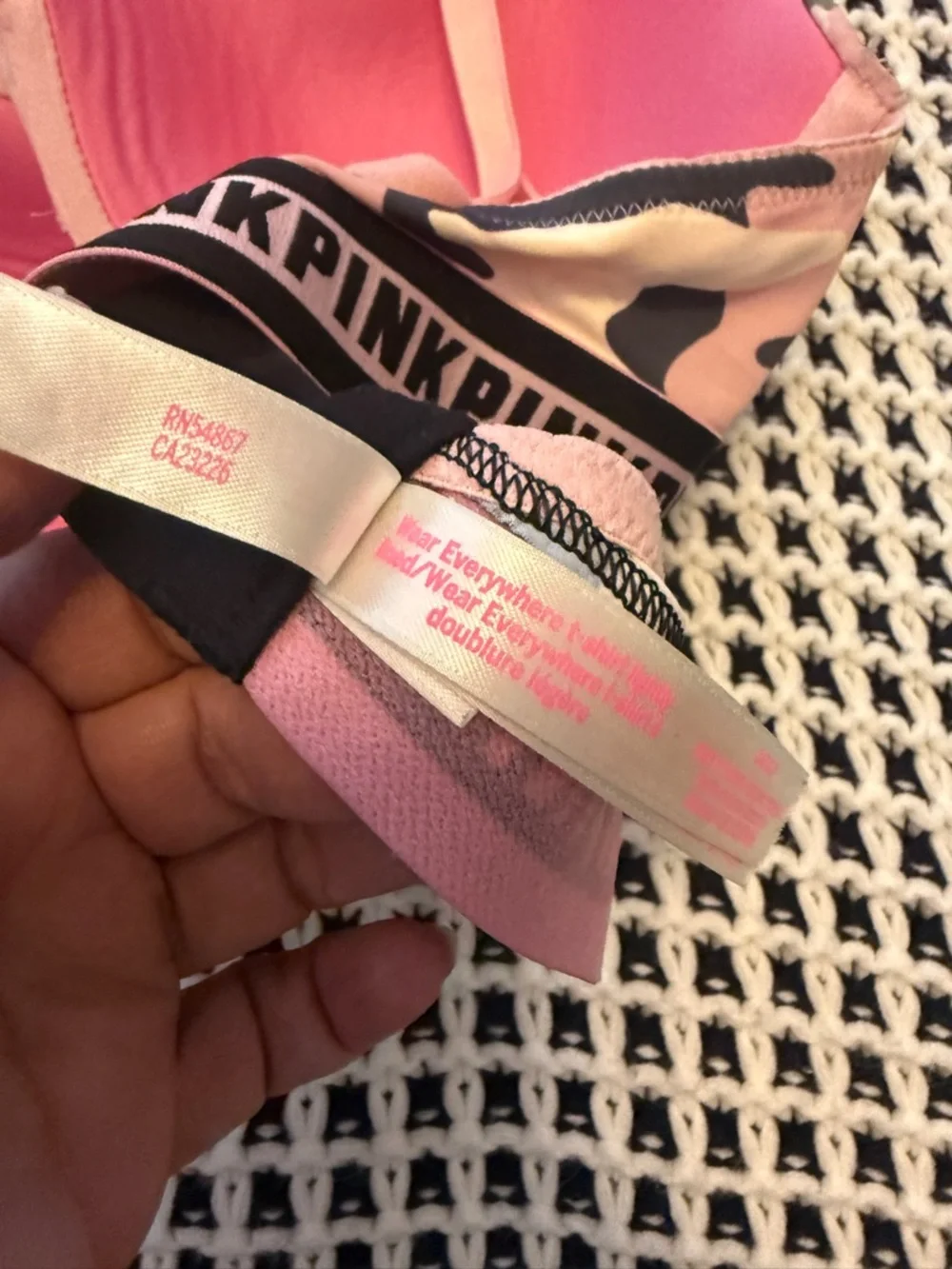 PINK Victoria's Secret Pink Camo Push-Up T-Shirt Bra Size 34 D